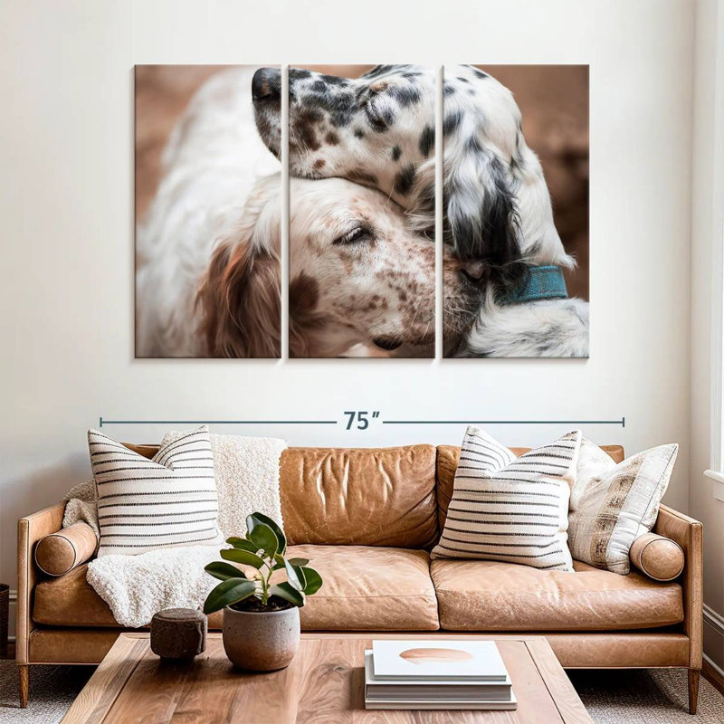 Brampt Cuddling English Setters, 42" H x 65" W
