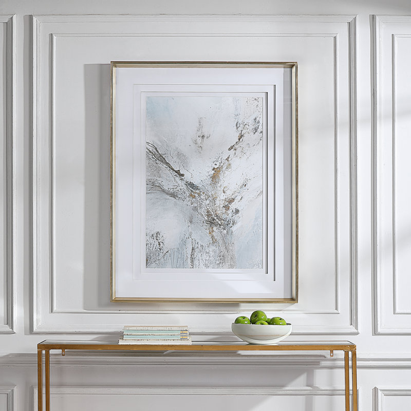 Ethos 38" Gray and Gold Framed Abstract Print