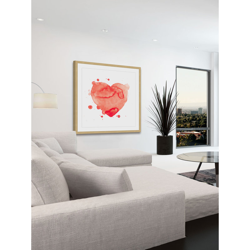« cardiaque splash »-cadre photo imprimé sur papier, H 32 po x l 32 po x P 1,5 po, Encadré naturel