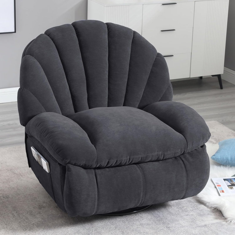 Fauteuil inclinable et pivotant large de style moderne, Gris, Manuel