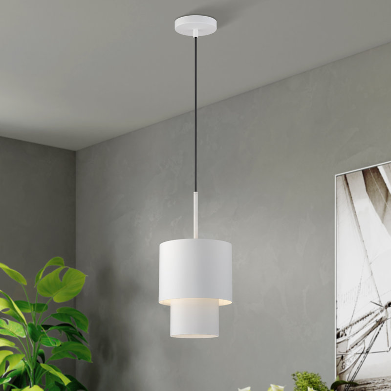 Mini-luminaire suspendu blanc 1 lumière Zolana, Blanc, Blanc