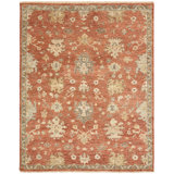 Kiernen Wool Flroal Area Rug in Rust