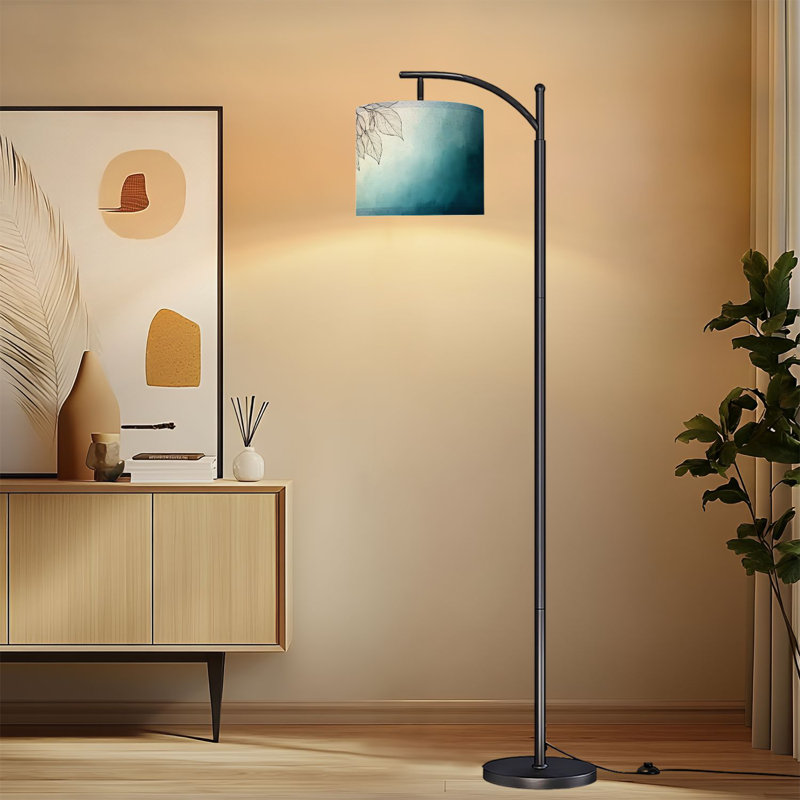 Lampe sur pied à arc délicate avec abat-jour réglable et abat-jour réglable à 3 couleurs délicates avec télécommande pour salon