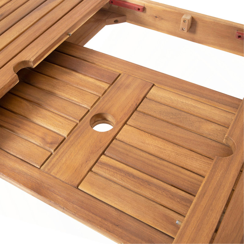 Table de salle à manger d'extérieur extensible en bois d'acacia, naturel, Naturel