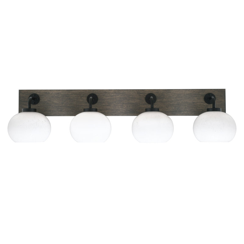 Oxbridge 4 Light Bath Bar Shown With 7" Glass, Transparent, Noir mat / gris vieilli