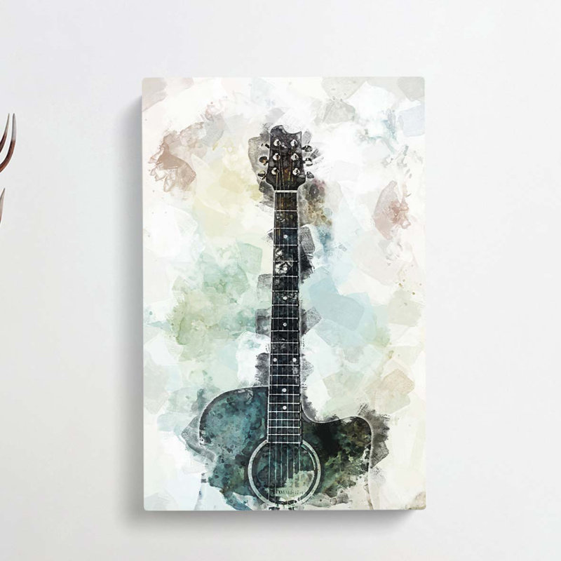 Acoustic Guitar in Abstract - Wrapped Canvas, 60cm H x 40cm W x 3cm D