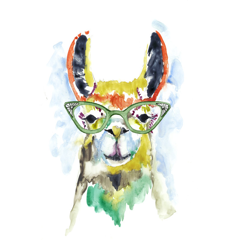 «Smarty-Pants Llama», peinture sur toile, H 48 po x l 32 po