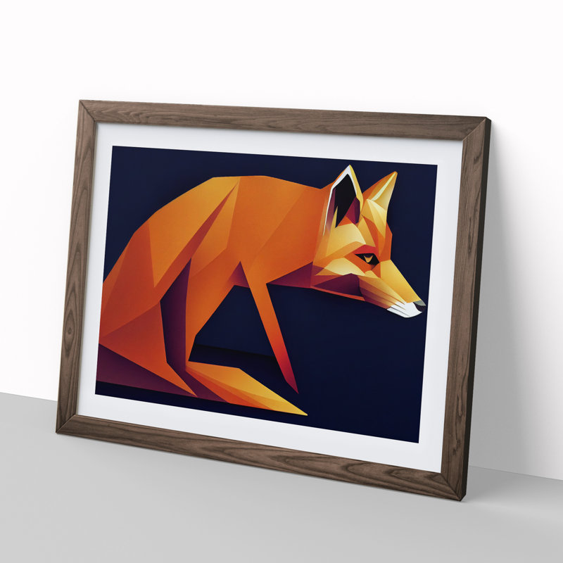Great Abstract Fox - Print, 46cm H x 64cm W, Walnut