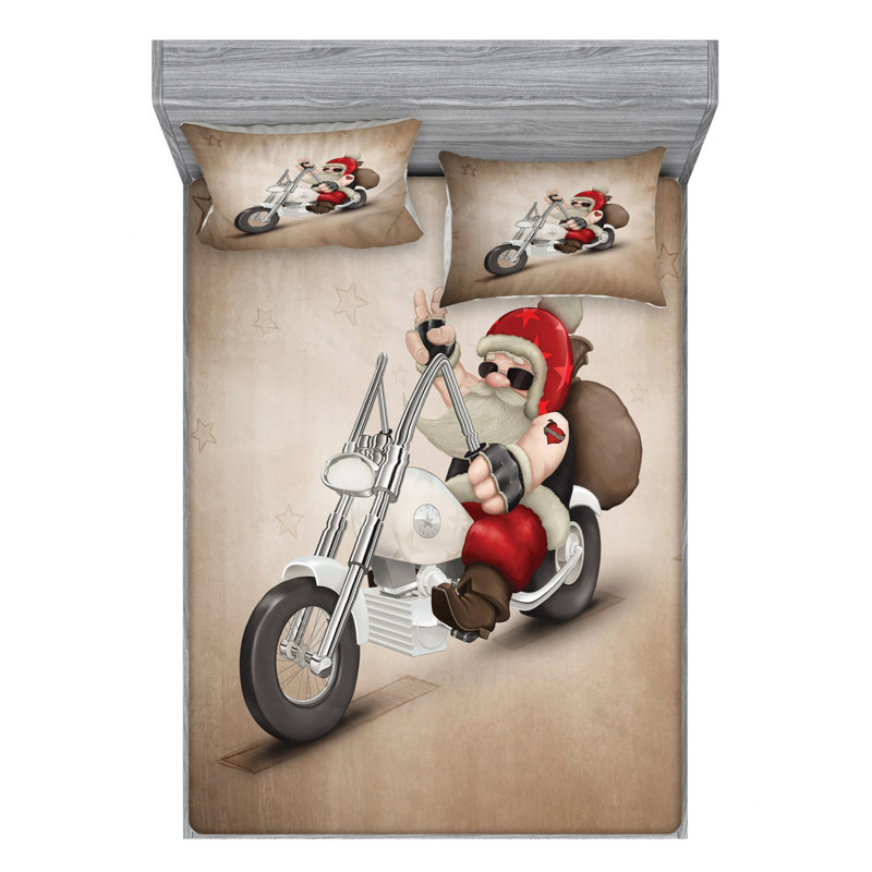 Ambesonne Microfiber Sheet Set, Queen Sheet Set + Fitted Sheet + 2 Pillowcases