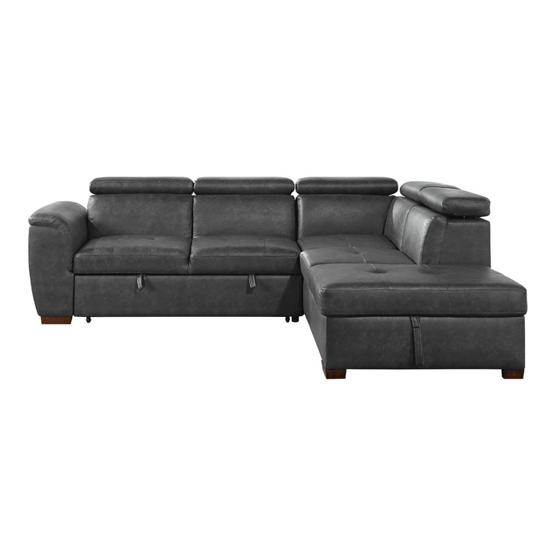 Ammelie Faux Leather 2-Piece Sectional Sofa Sleeper with Right Chaise