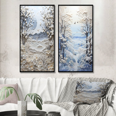 «White Winter Landscape Collage I», ensemble de 2 impressions sur toile