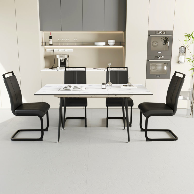 47"-63" Expandable Dining Table Set For 2-6 People