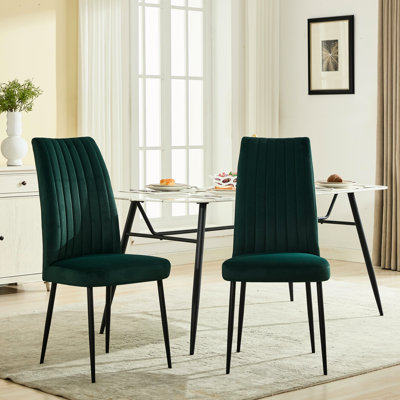 Velvet Dining Chair Of 2 With Adjustable Iron Foot Stud Contemporary Style For Indoor Atmosphere Design Room And Bedroom Decorations