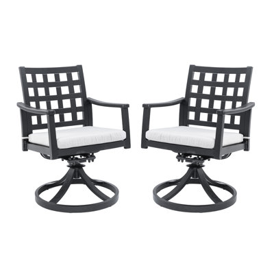 Chaise berçante pivotante en fonte d'aluminium noire Ember, 360 degrés avec coussin Sunbrella, chaise longue d'extérieur