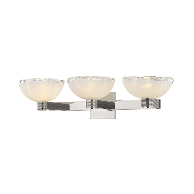 1 - Light Vanity Light, 6.75" H x 7.75" W x 8.75" D, Blonchino Piastre / Aged Brass, 1