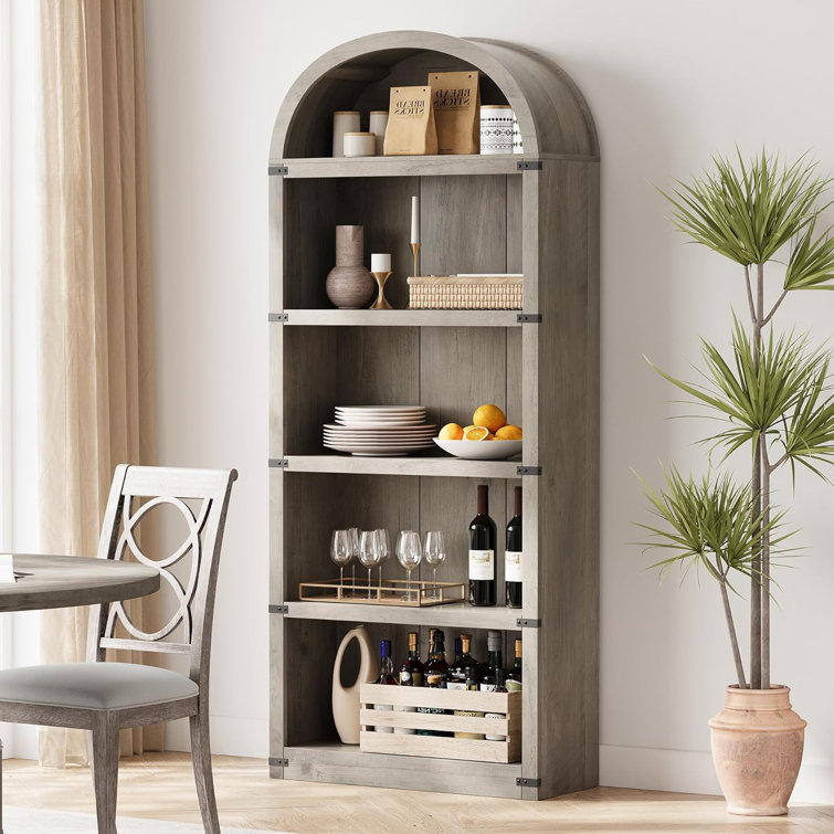 Bookcase Arched Bookshelf 71.65In Tall Bookcase Farmhouse Display Storage Rack