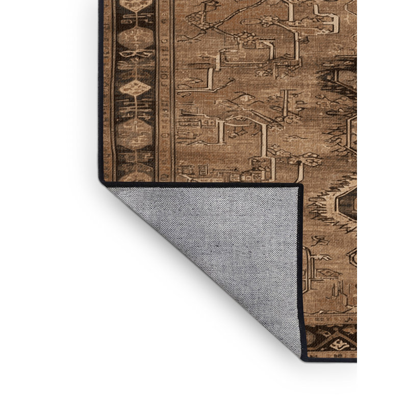 Machine Washable Turkish Brown Area Rug, Square 8'