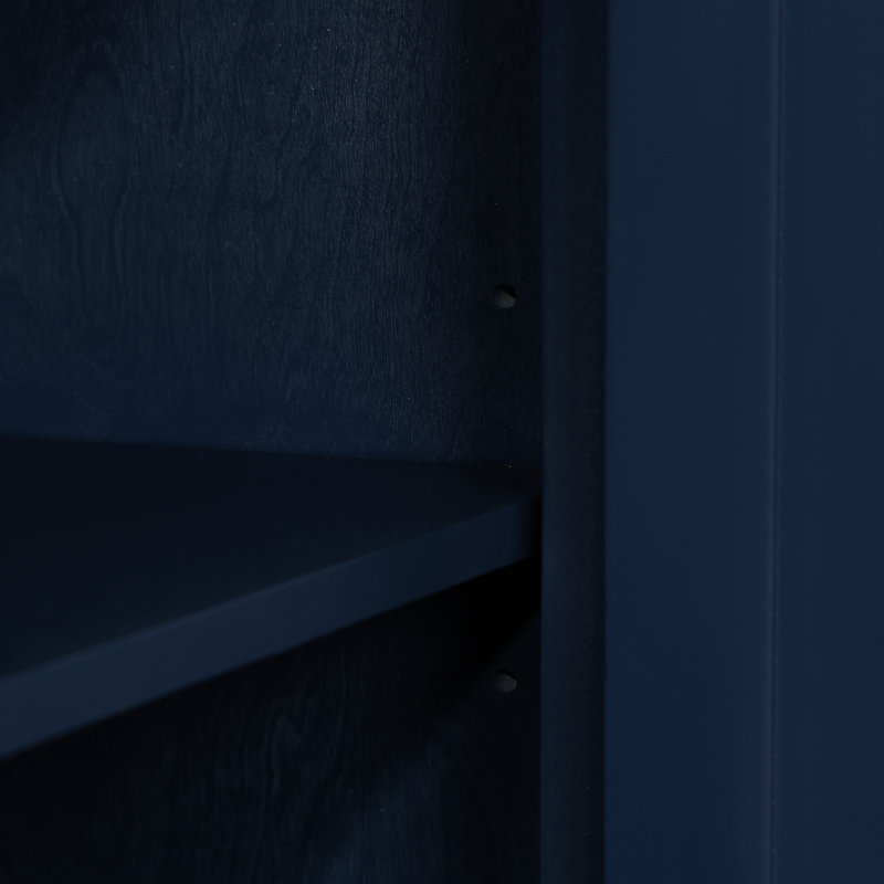 Table de couloir 40 po avec tablettes réglables et amovibles - Console rétro bleue, canapé pour le vestibule. Bleu marine et brun. Pieds en bois de pin massif. Plateau spacieux. Utilisation multifonctionnelle