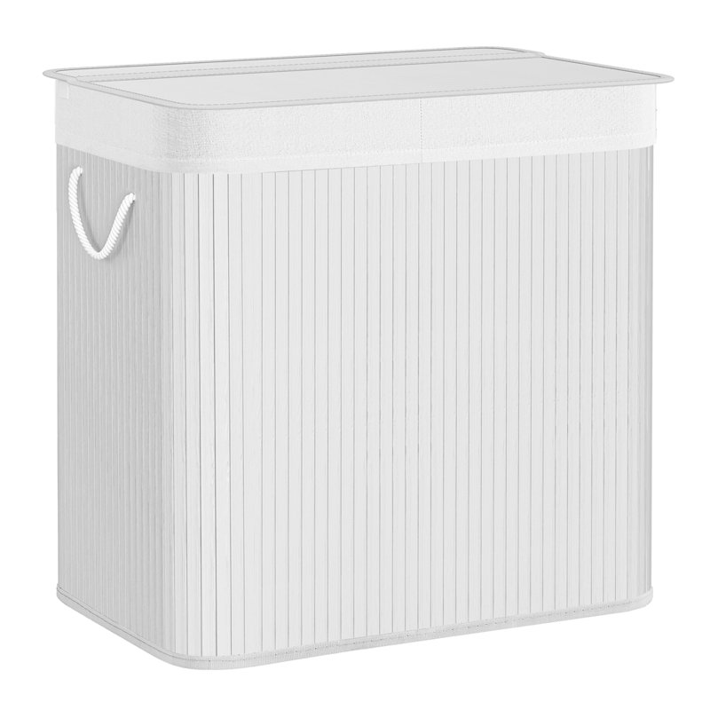 Bamboo Laundry Sorter with Handles, White