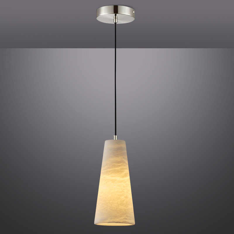 Luminaires suspendus 1 lumière en albâtre naturel Neda (ampoules à intensité variable INCL), Nickel
