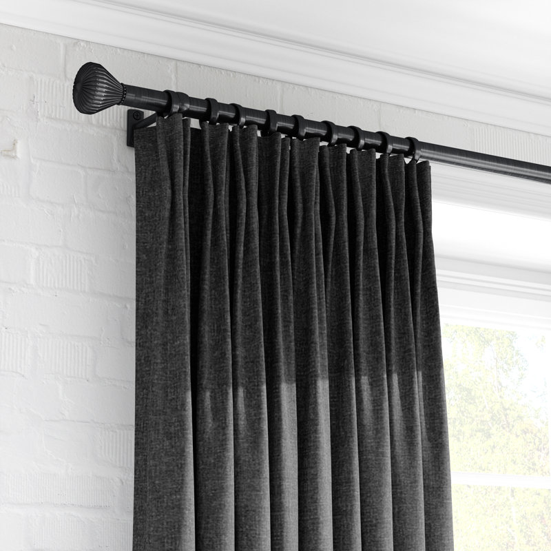 Room Darkening Pinch Pleat Single Curtain Panel, Charcoal Gray, 20" W x 84" L