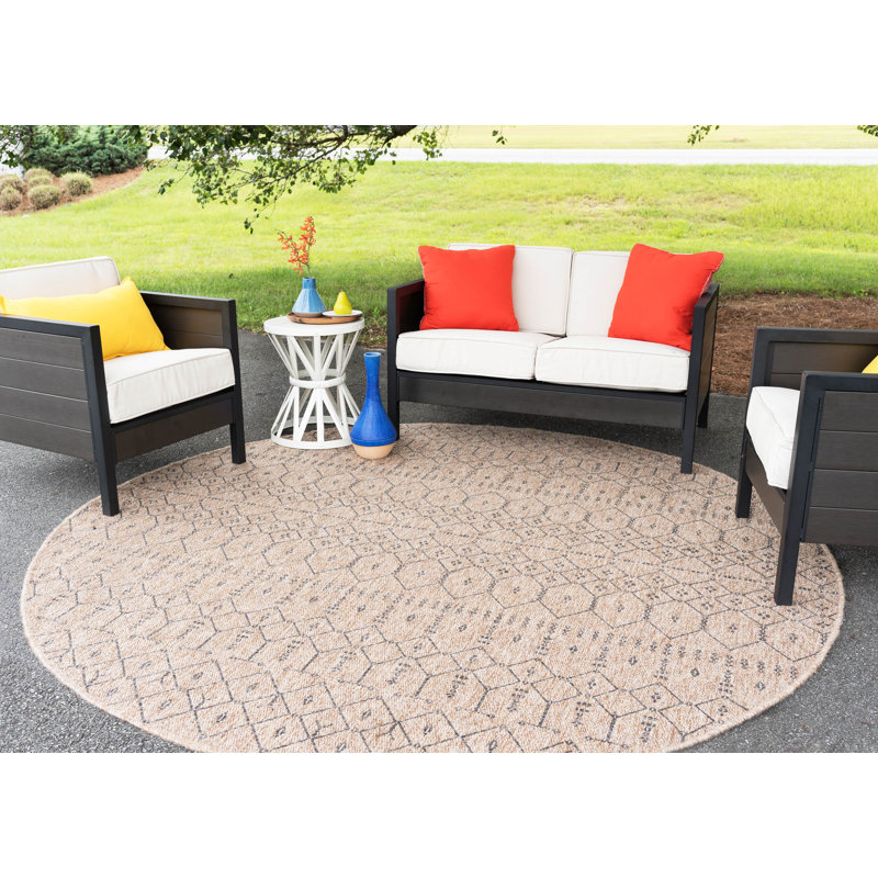 Tapis épices (beige / noir) Bourke, Rond 7 pi 10 po
