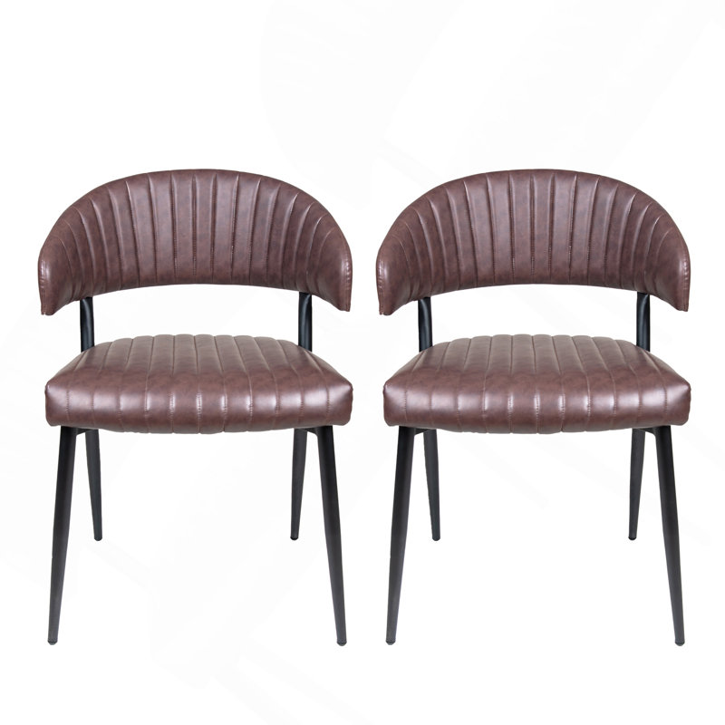 Chaise de salle à manger rembourrée en similicuir à dossier courbé (ensemble de 2)