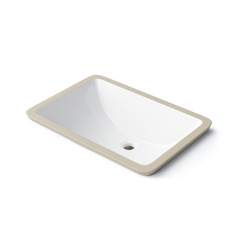 Lavabo de salle de bain rectangulaire encastré en porcelaine vitrifiée blanche avec trop-plein 21,1 po x 14,8 po SoftGlow