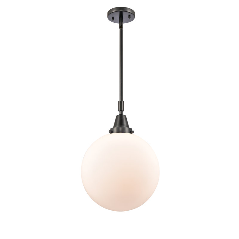 Lorri 1 - Light Single Pendant, Matte White, 49.12" H x 12" W x 12" D, Matte Black
