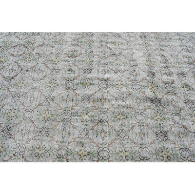 Grand tapis turc beige en laine tissé à la main pour la chambre à coucher et la maison avec un design rétro