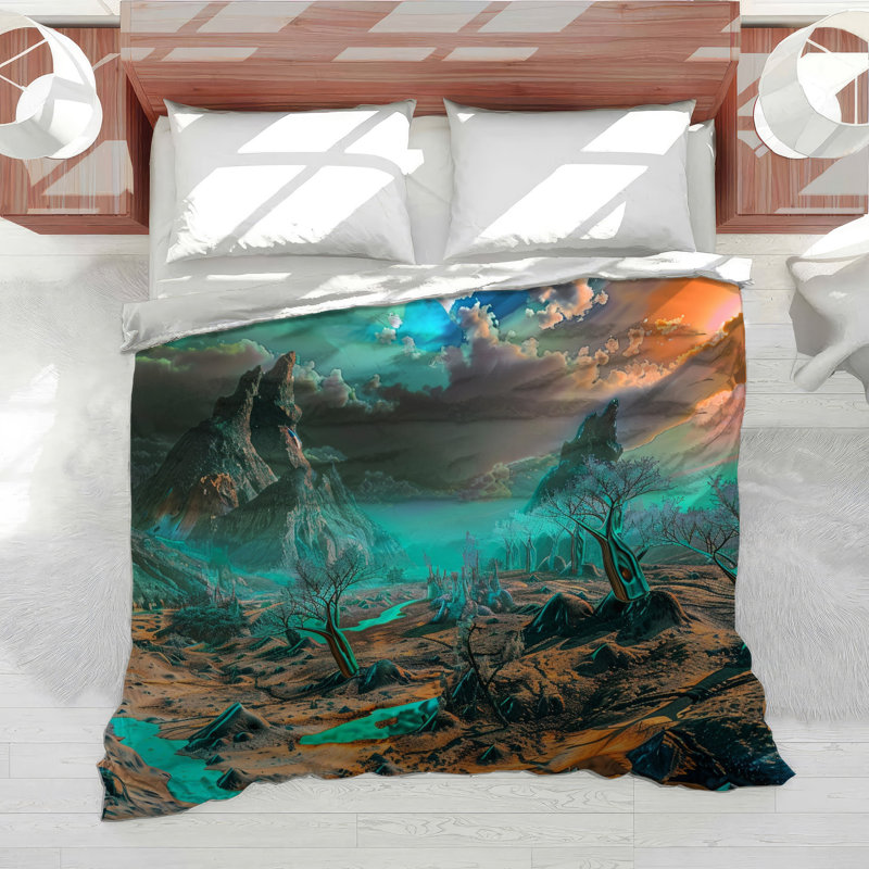 Édredon en mélange de coton Fantasy Landscape, Édredon simple TG