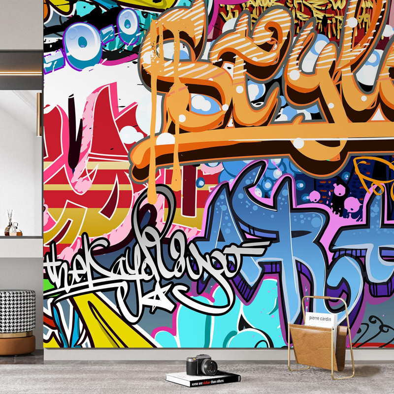 Vibrant Graffi Street Paint Peel & Stick Abstract Border, 72" L x 72" W