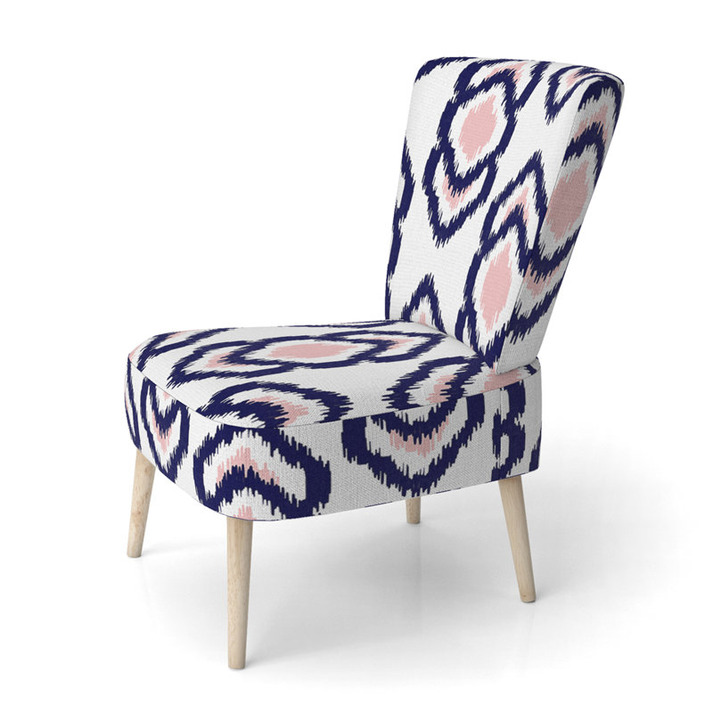 Chaise d'appoint d'appoint rembourrée en velours rose et noir Ikat Ogee