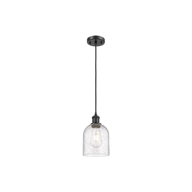 Mini-luminaire suspendu à cordon 6 lumières Ballston Anacaren - 516-G558, Bullé, Noir mat