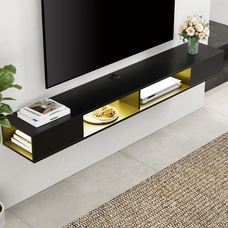 Meuble audio-vidéo Doaa, Blanc / gris, H 7,1 po x l 70,5 po x P 11,8 po