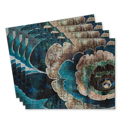 Blue Flower Montage Polyester Mindaugas | Set of 4 | Home Decor