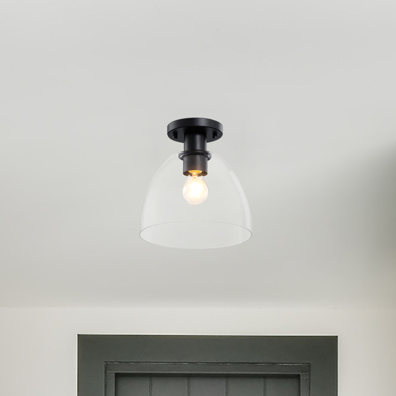 Viveka Glass Semi Flush Mount, Matte Black