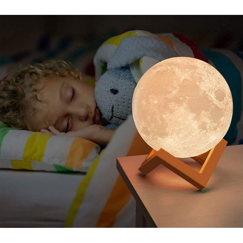 Moon Lamp Upgrade 128 Colors, 3D Printing Night Light with Remote & Touch Control and USB Rechargeable Gift for Her Him Kids Women Men Birthday