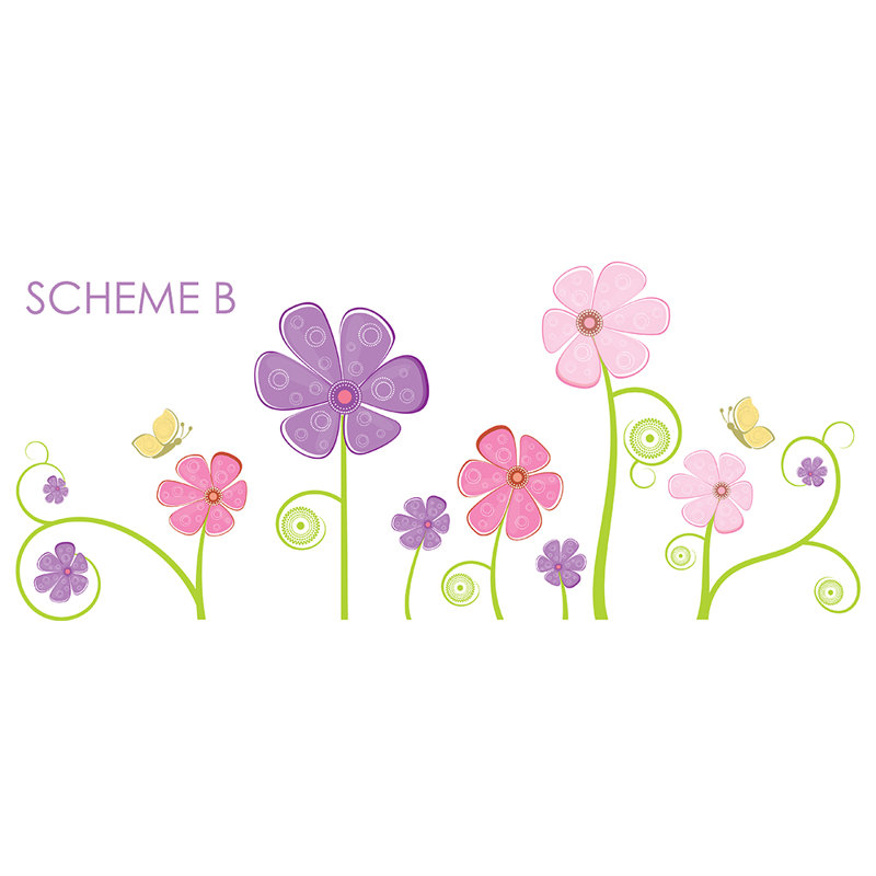 Décalcomanie murale fleur et papillon, Schéma B