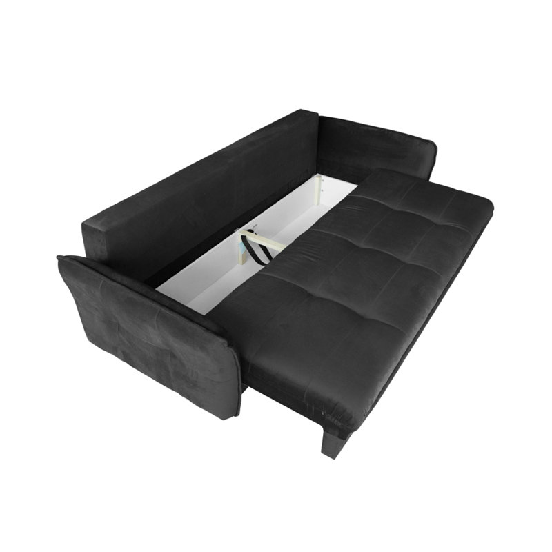 Canapé-lit à accoudoirs évasés 94,5 po avec coussins réversibles, Noir