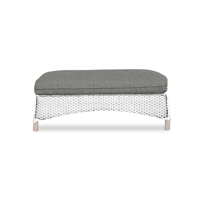 Mandalay Outdoor Ottoman, White, Rollo Linen