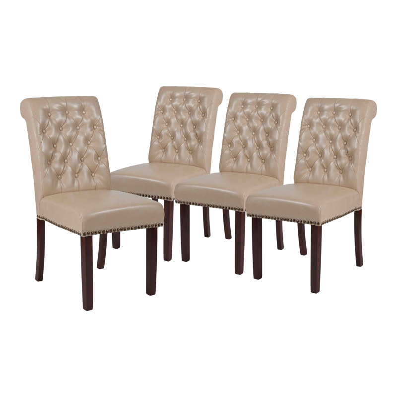 Feige Parsons Chairs-Rolled Back, Accent Nail Trim, Beige