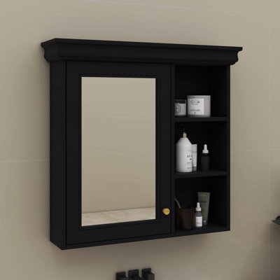 Armoire à pharmacie murale moderne avec miroir, armoire à pharmacie murale de 30 po x 28 po avec rangement et tablettes ouvertes