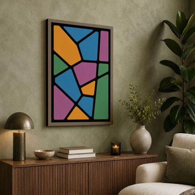 Stained Glass Rhythm Geometric - Wrapped Canvas