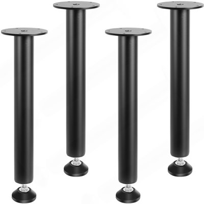 16 Inch Adjustable Desk Legs, Reinforced Steel Office Table Furniture Legs Set Of 4 For DIY, 1200 Lbs Load Capacity Heavy Duty Desk Legs, Quick Instalation Legs With Adjustable Foot Cup Black