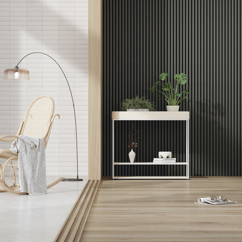 Panneaux muraux décoratifs 3D Slat Wall Panels, Noir, H 23,6 po x l 23,6 po
