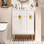 Meuble-lavabo 36 po avec lavabo en résine, meuble-lavabo moderne, porte à fermeture en douceur + porte rabattable, armoire de rangement