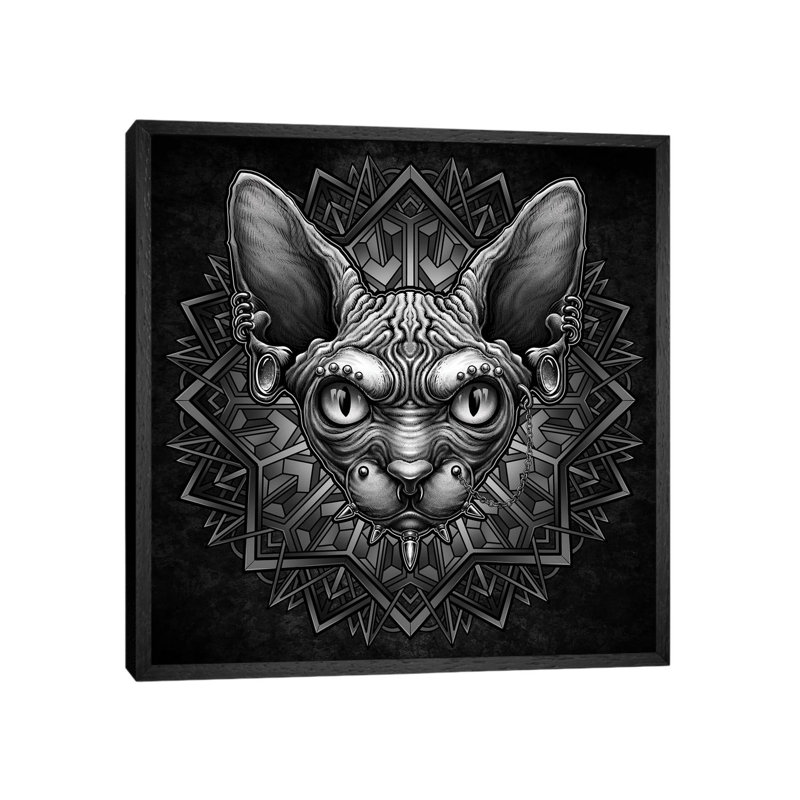 Punk Cat 1 Piece Wall Art on Canvas, 45.72 cm H x 45.72 cm W, Black Framed