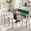 Ensemble de salle à manger moderne 3/5 PCS, table en verre trempé, 2/4 chaises en peluche et banc pour cuisine / salon-1213444924-1213444925-1213444922