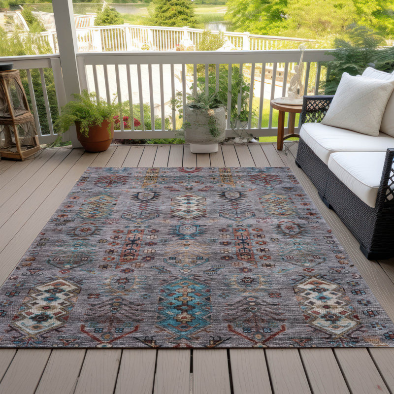 Tapis gris intérieur / extérieur lavable à la machine, Rectangle 2 pi 6 po x 3 pi 10 po